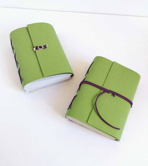 cuaderno ecopiel botánica verde conjunto